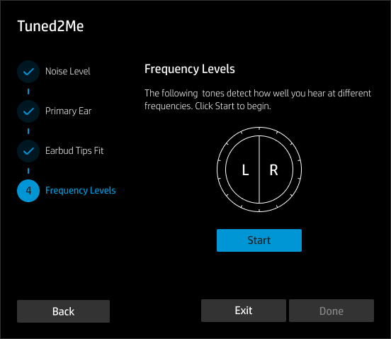 Tuned2Me modal — frequency calibration start